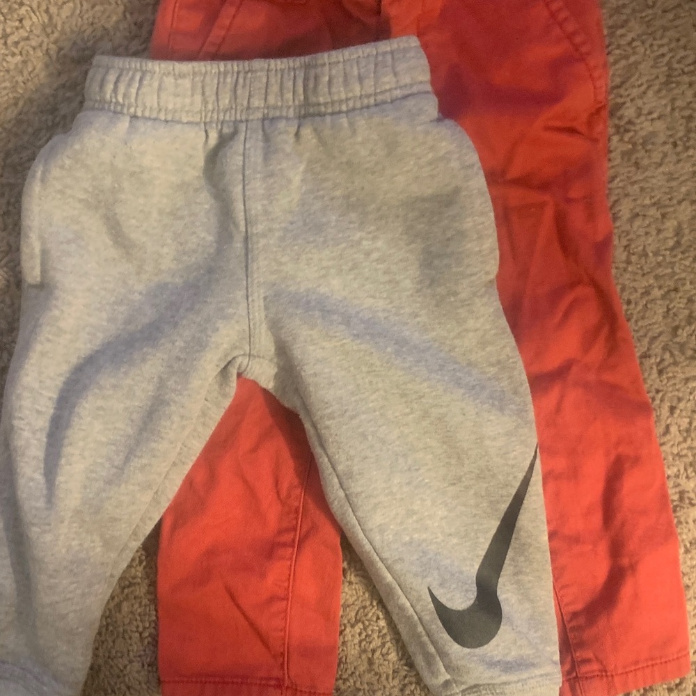 Nike Kids Gray and Red Joggers